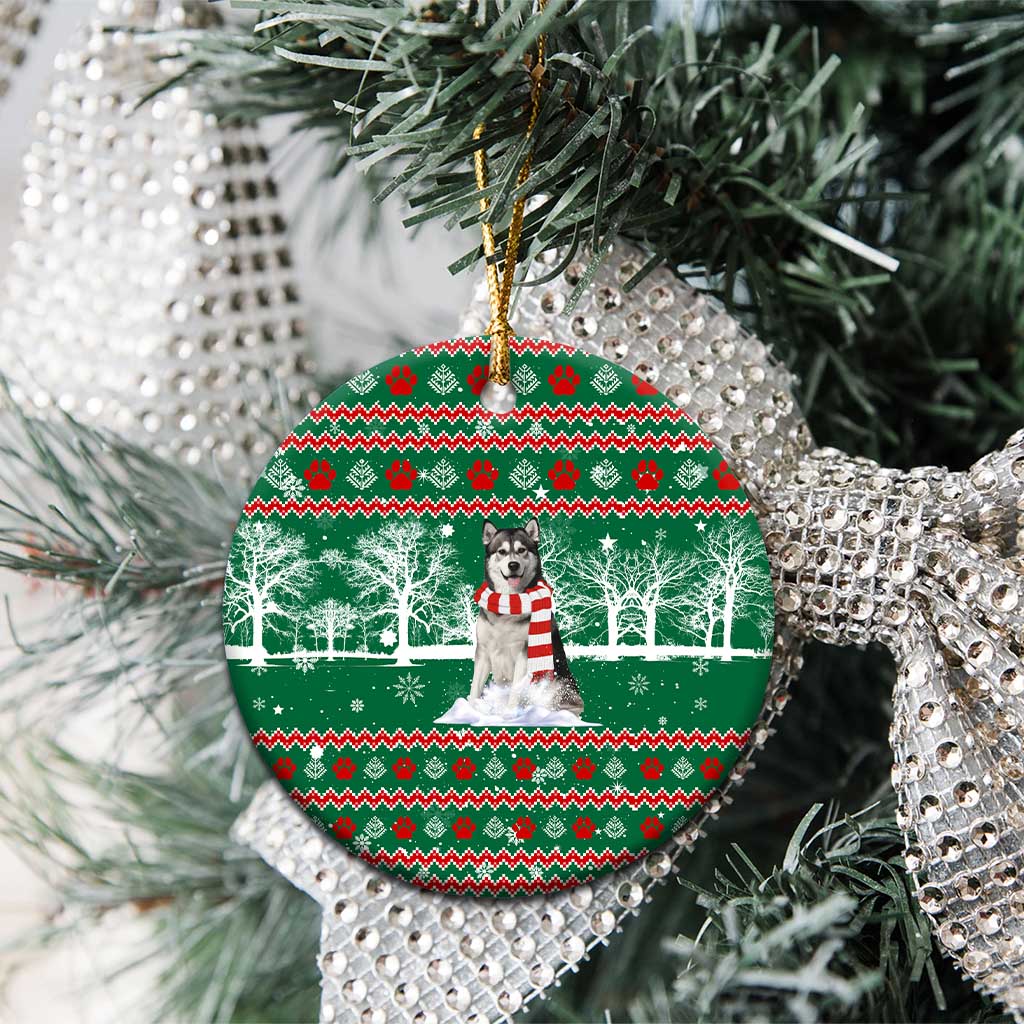 Alaskan Malamute Winter Tree Christmas Ceramic Ornament Xmas Holiday Patterns - Wonder Print Shop