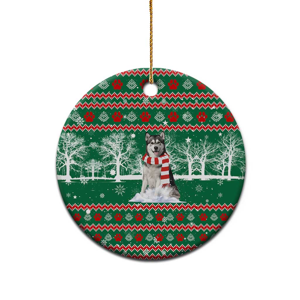 Alaskan Malamute Winter Tree Christmas Ceramic Ornament Xmas Holiday Patterns - Wonder Print Shop