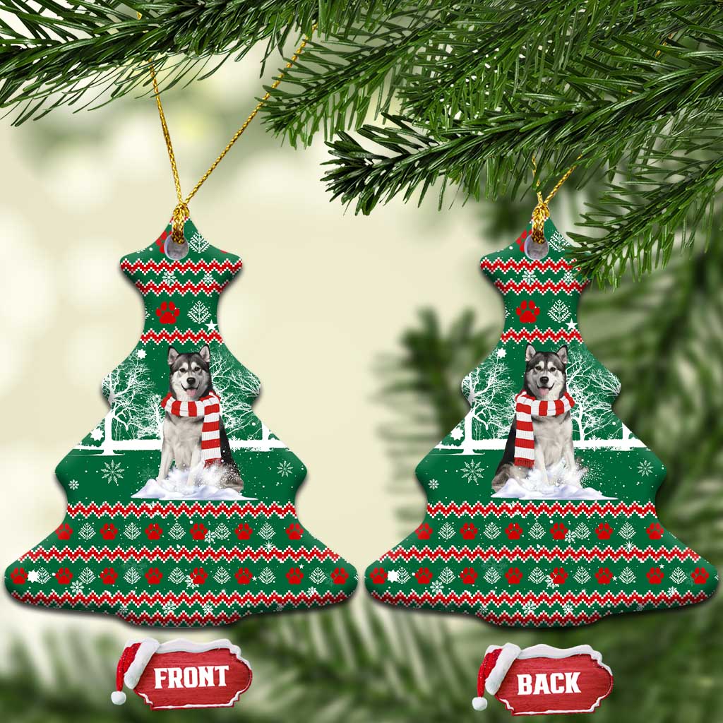 Alaskan Malamute Winter Tree Christmas Ceramic Ornament Xmas Holiday Patterns - Wonder Print Shop