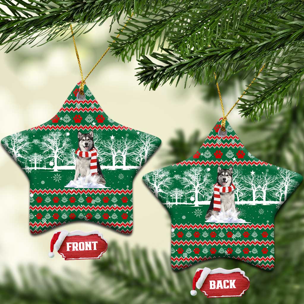 Alaskan Malamute Winter Tree Christmas Ceramic Ornament Xmas Holiday Patterns - Wonder Print Shop