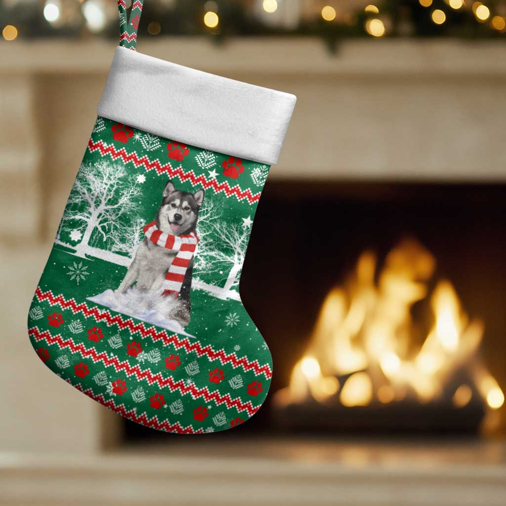 Alaskan Malamute Winter Tree Christmas Stocking Xmas Holiday Patterns - Wonder Print Shop