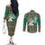Alaskan Malamute Winter Tree Christmas Couples Matching Off The Shoulder Long Sleeve Dress and Long Sleeve Button Shirt Xmas Holiday Patterns - Wonder Print Shop