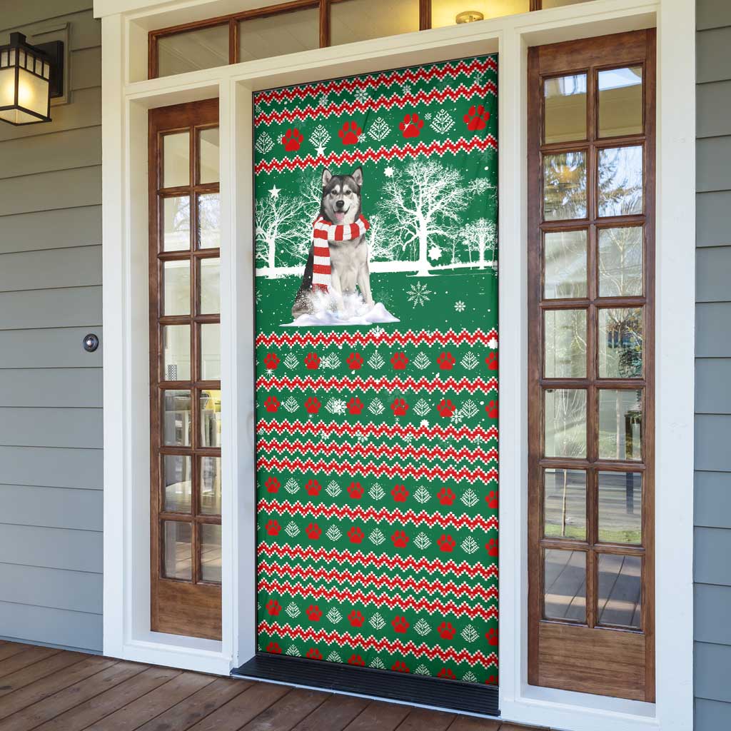 Alaskan Malamute Winter Tree Christmas Door Cover Xmas Holiday Patterns - Wonder Print Shop
