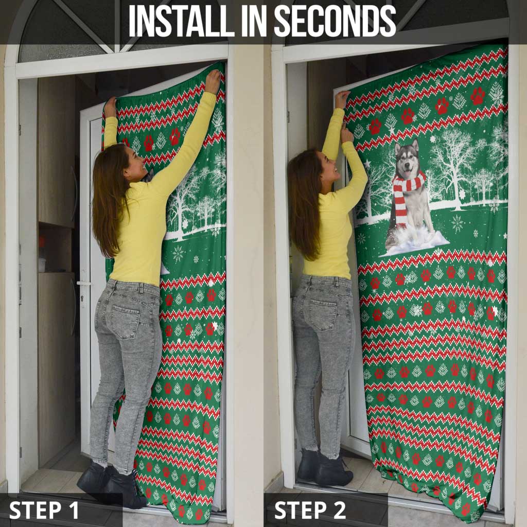 Alaskan Malamute Winter Tree Christmas Door Cover Xmas Holiday Patterns - Wonder Print Shop