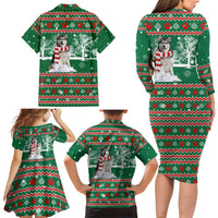 Alaskan Malamute Winter Tree Christmas Family Matching Long Sleeve Bodycon Dress and Hawaiian Shirt Xmas Holiday Patterns - Wonder Print Shop