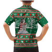 Alaskan Malamute Winter Tree Christmas Family Matching Mermaid Dress and Hawaiian Shirt Xmas Holiday Patterns - Wonder Print Shop