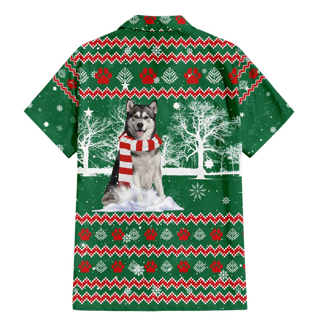 Alaskan Malamute Winter Tree Christmas Family Matching Mermaid Dress and Hawaiian Shirt Xmas Holiday Patterns - Wonder Print Shop