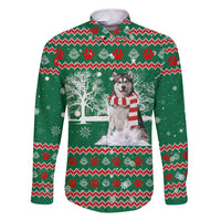 Alaskan Malamute Winter Tree Christmas Family Matching Mermaid Dress and Hawaiian Shirt Xmas Holiday Patterns - Wonder Print Shop