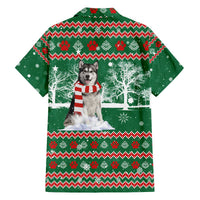 Alaskan Malamute Winter Tree Christmas Family Matching Off The Shoulder Long Sleeve Dress and Hawaiian Shirt Xmas Holiday Patterns - Wonder Print Shop