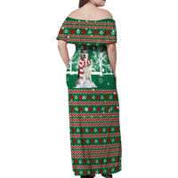 Alaskan Malamute Winter Tree Christmas Family Matching Off Shoulder Maxi Dress and Hawaiian Shirt Xmas Holiday Patterns - Wonder Print Shop