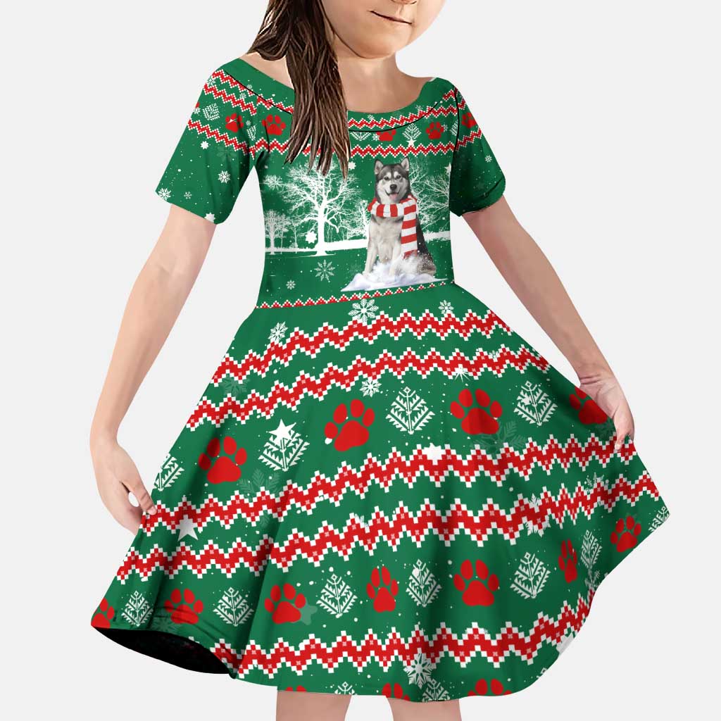 Alaskan Malamute Winter Tree Christmas Family Matching Puletasi and Hawaiian Shirt Xmas Holiday Patterns - Wonder Print Shop