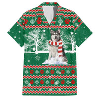 Alaskan Malamute Winter Tree Christmas Family Matching Short Sleeve Bodycon Dress and Hawaiian Shirt Xmas Holiday Patterns - Wonder Print Shop