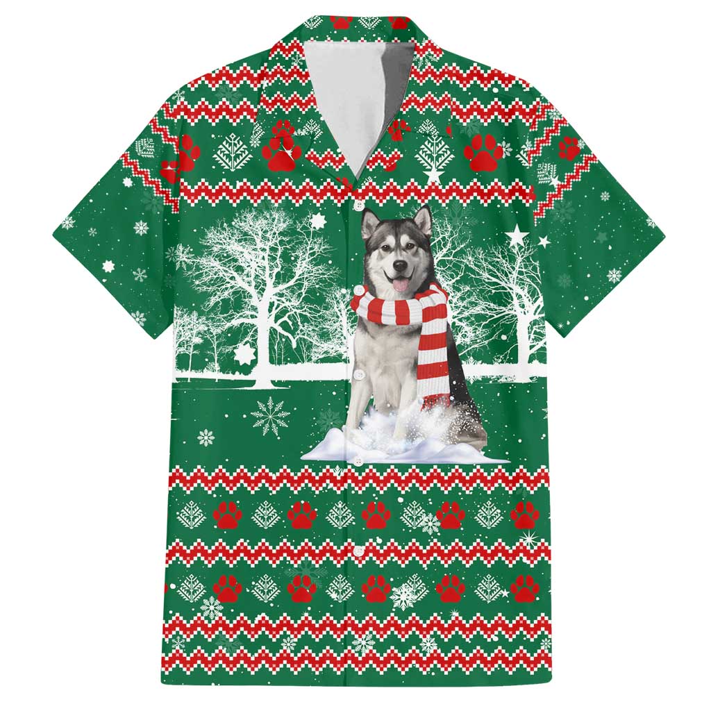 Alaskan Malamute Winter Tree Christmas Family Matching Summer Maxi Dress and Hawaiian Shirt Xmas Holiday Patterns - Wonder Print Shop