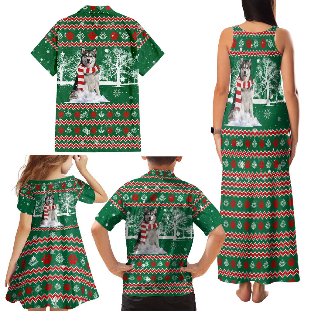 Alaskan Malamute Winter Tree Christmas Family Matching Tank Maxi Dress and Hawaiian Shirt Xmas Holiday Patterns - Wonder Print Shop