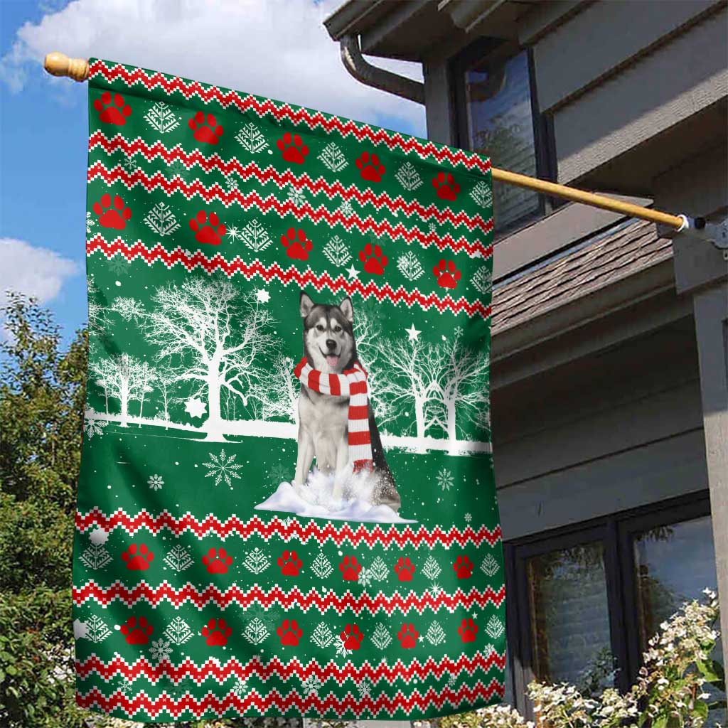 Alaskan Malamute Winter Tree Christmas Garden Flag Xmas Holiday Patterns - Wonder Print Shop