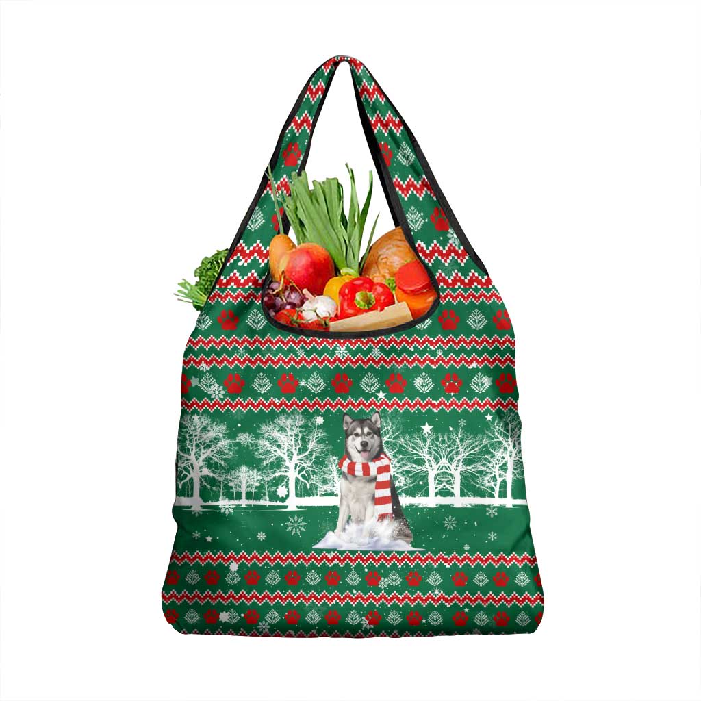 Alaskan Malamute Winter Tree Christmas Grocery Bag Xmas Holiday Patterns - Wonder Print Shop