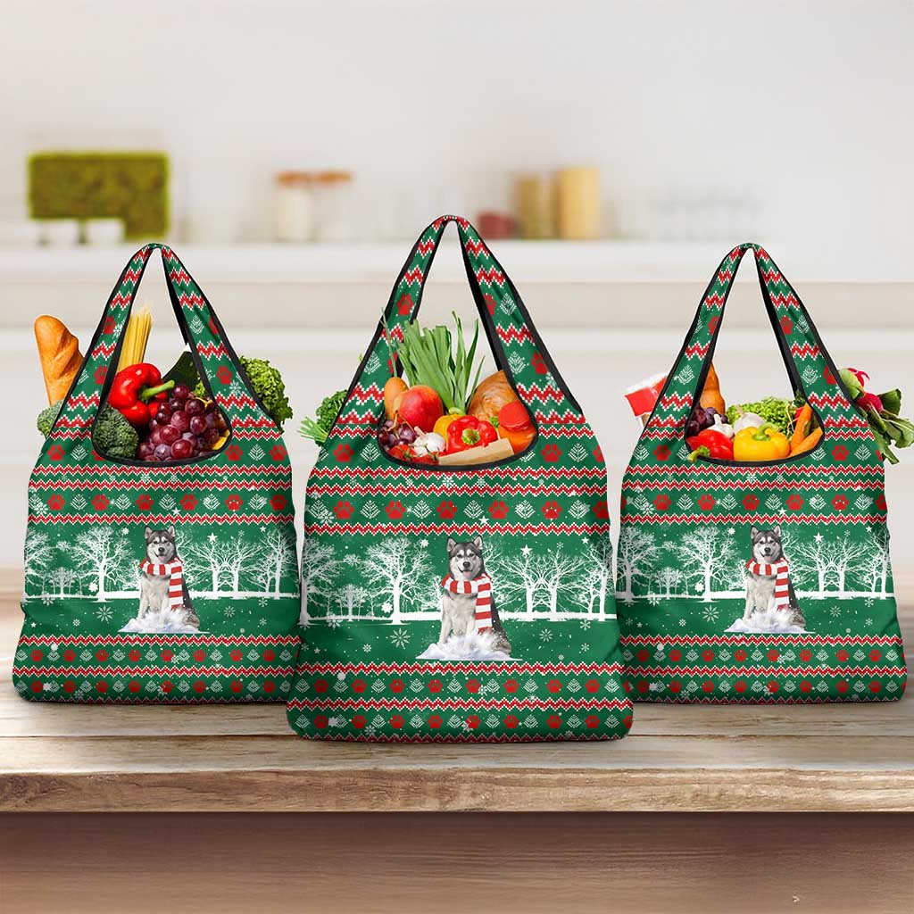 Alaskan Malamute Winter Tree Christmas Grocery Bag Xmas Holiday Patterns - Wonder Print Shop
