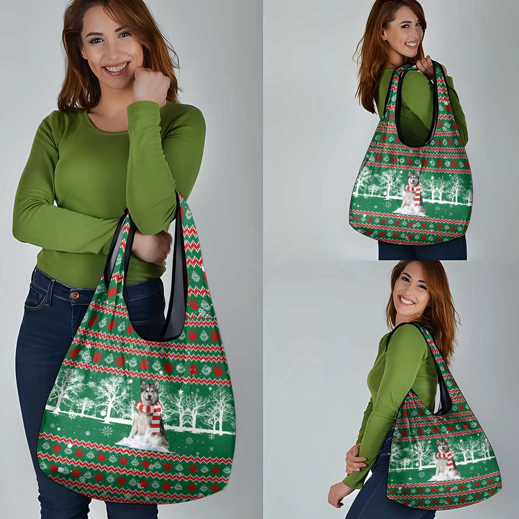 Alaskan Malamute Winter Tree Christmas Grocery Bag Xmas Holiday Patterns - Wonder Print Shop