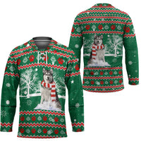 Alaskan Malamute Winter Tree Christmas Hockey Jersey Xmas Holiday Patterns - Wonder Print Shop