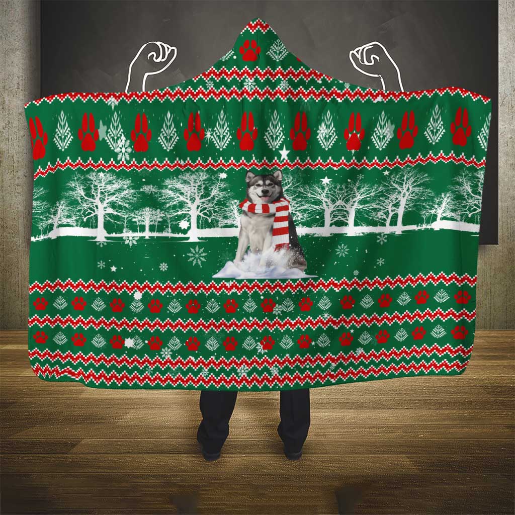 Alaskan Malamute Winter Tree Christmas Hooded Blanket Xmas Holiday Patterns - Wonder Print Shop