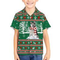 Alaskan Malamute Winter Tree Christmas Kid Hawaiian Shirt Xmas Holiday Patterns - Wonder Print Shop