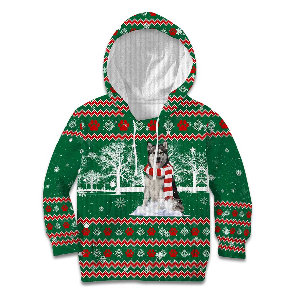Alaskan Malamute Winter Tree Christmas Kid Hoodie Xmas Holiday Patterns - Wonder Print Shop