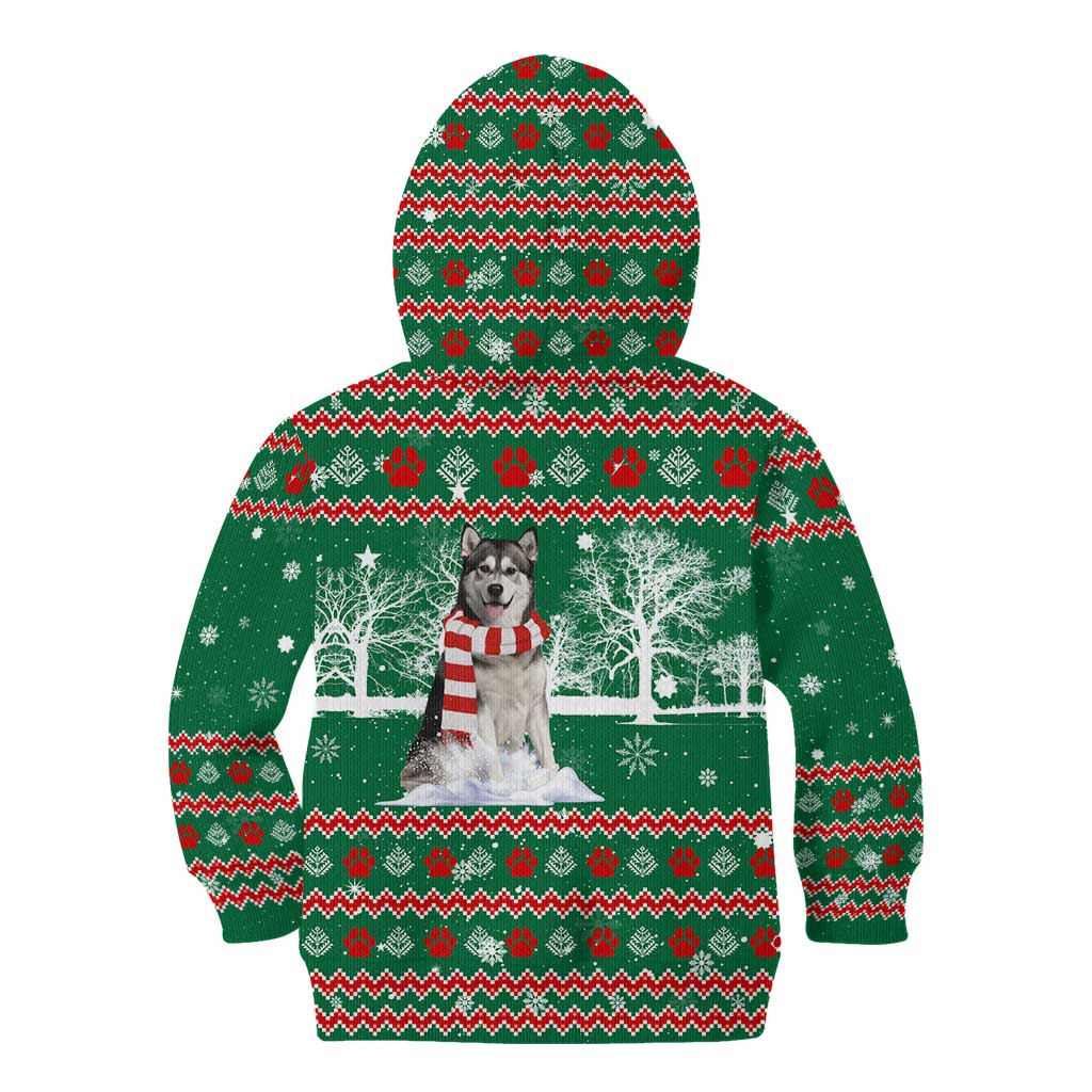 Alaskan Malamute Winter Tree Christmas Kid Hoodie Xmas Holiday Patterns - Wonder Print Shop