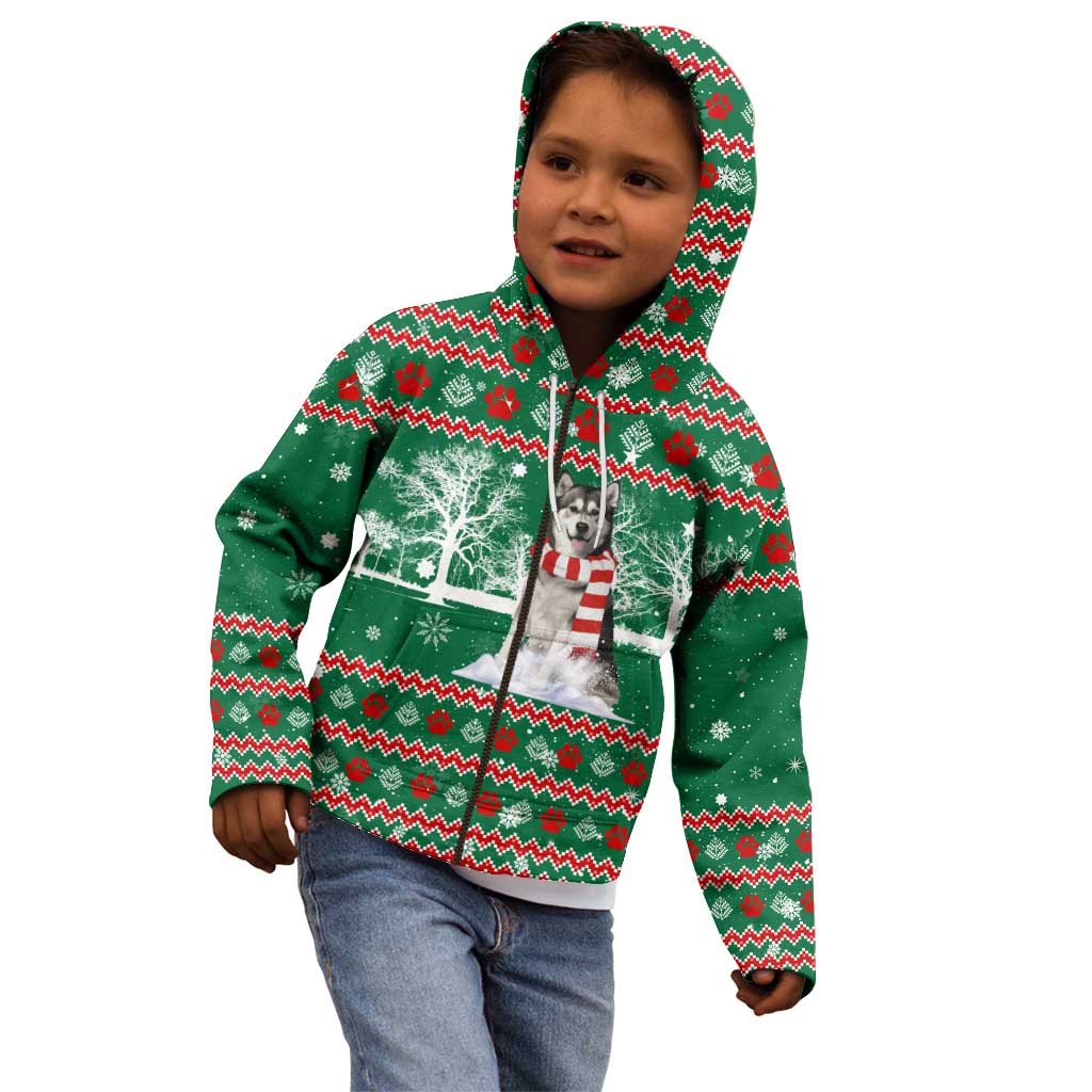Alaskan Malamute Winter Tree Christmas Kid Hoodie Xmas Holiday Patterns - Wonder Print Shop