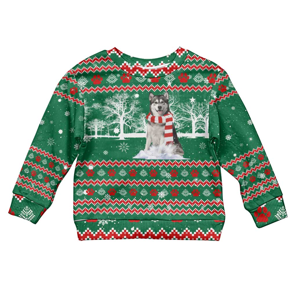 Alaskan Malamute Winter Tree Christmas Kid Ugly Christmas Sweater Xmas Holiday Patterns - Wonder Print Shop