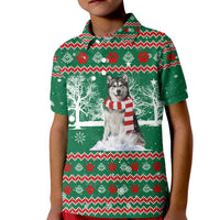 Alaskan Malamute Winter Tree Christmas Kid Polo Shirt Xmas Holiday Patterns - Wonder Print Shop