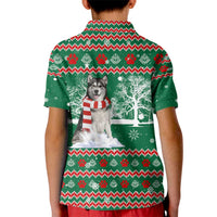 Alaskan Malamute Winter Tree Christmas Kid Polo Shirt Xmas Holiday Patterns - Wonder Print Shop