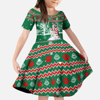 Alaskan Malamute Winter Tree Christmas Kid Short Sleeve Dress Xmas Holiday Patterns - Wonder Print Shop