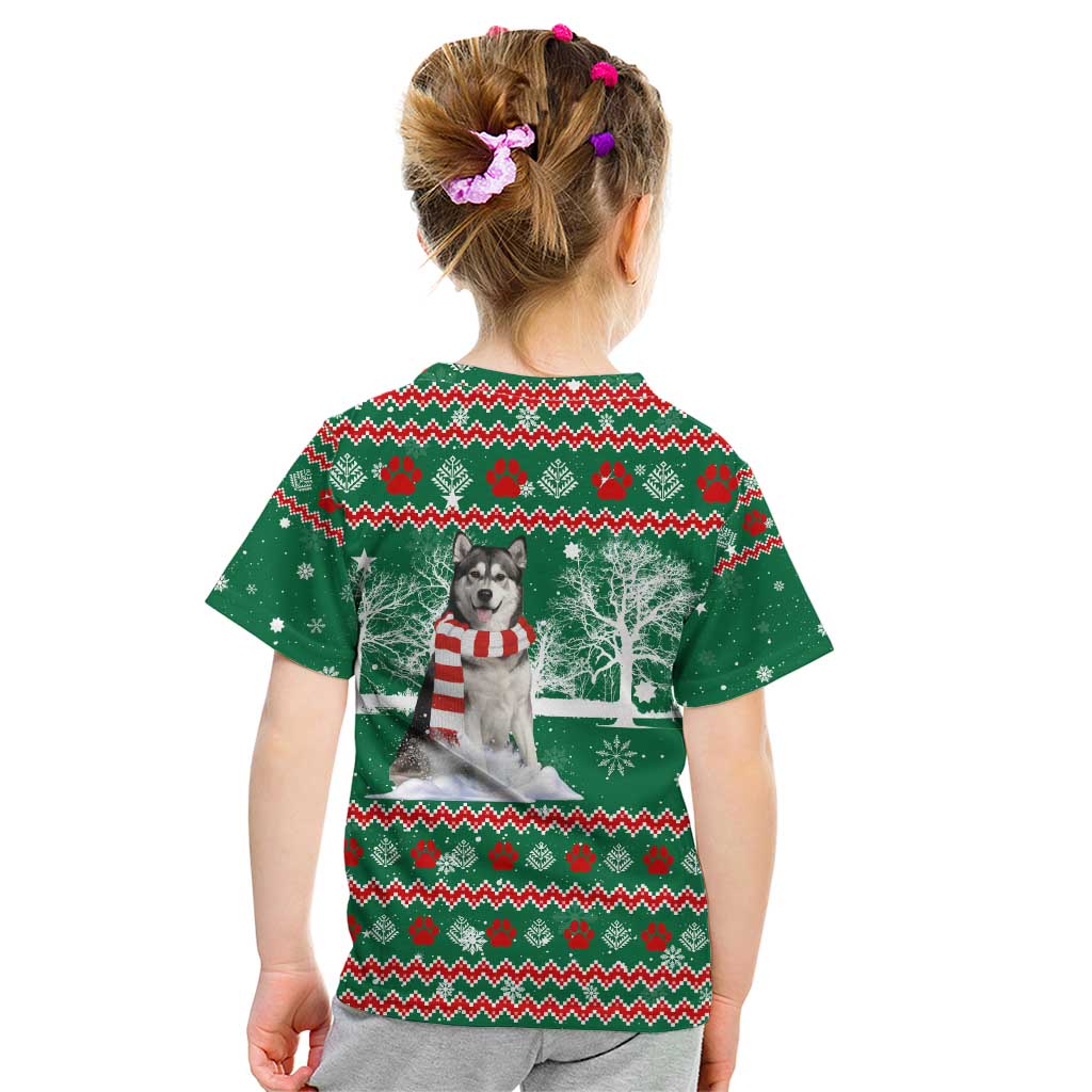 Alaskan Malamute Winter Tree Christmas Kid T Shirt Xmas Holiday Patterns - Wonder Print Shop