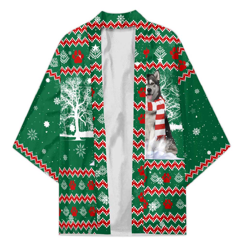 Alaskan Malamute Winter Tree Christmas Kimono Xmas Holiday Patterns - Wonder Print Shop