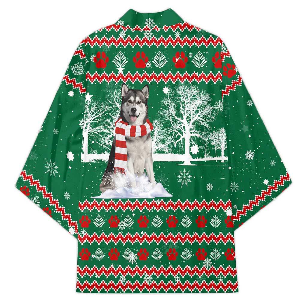 Alaskan Malamute Winter Tree Christmas Kimono Xmas Holiday Patterns - Wonder Print Shop