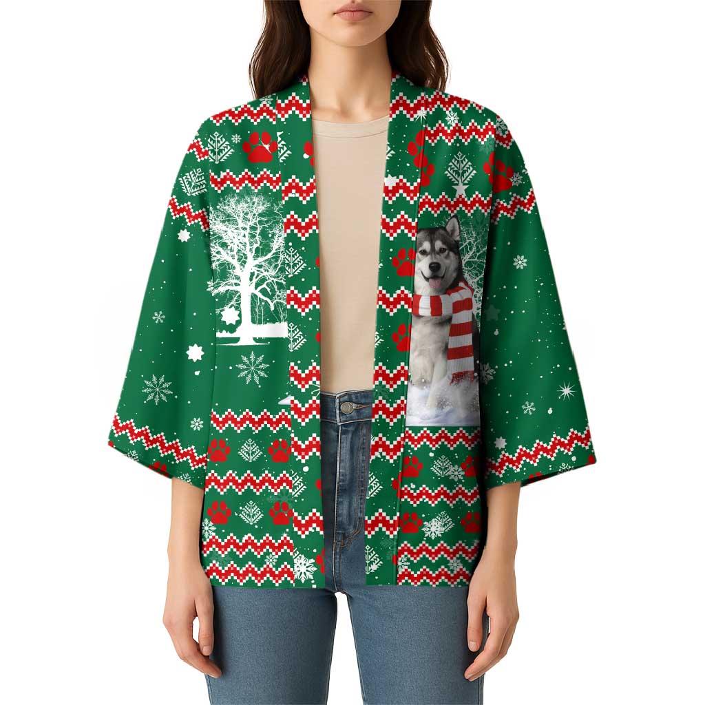 Alaskan Malamute Winter Tree Christmas Kimono Xmas Holiday Patterns - Wonder Print Shop