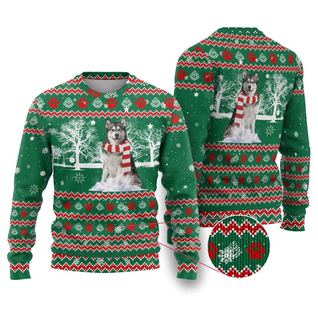 Alaskan Malamute Winter Tree Christmas Ugly Christmas Sweater Xmas Holiday Patterns - Wonder Print Shop