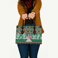 Alaskan Malamute Winter Tree Christmas Leather Bag Xmas Holiday Patterns - Wonder Print Shop