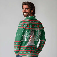 Alaskan Malamute Winter Tree Christmas Long Sleeve Polo Shirt Xmas Holiday Patterns - Wonder Print Shop