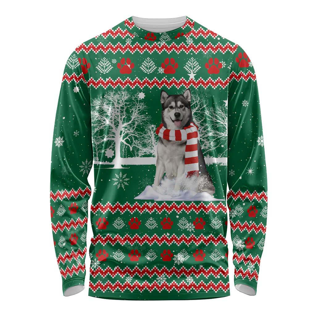 Alaskan Malamute Winter Tree Christmas Long Sleeve Shirt Xmas Holiday Patterns - Wonder Print Shop