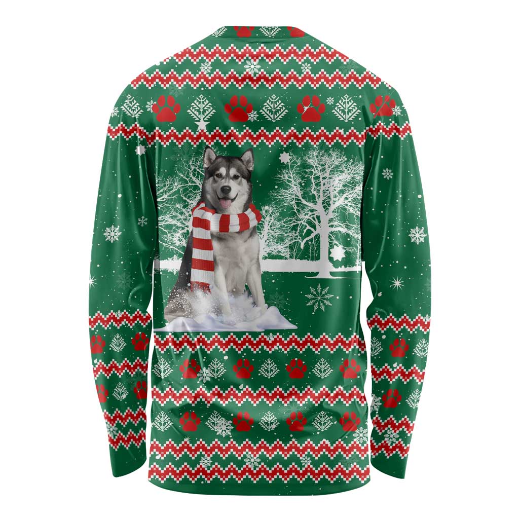 Alaskan Malamute Winter Tree Christmas Long Sleeve Shirt Xmas Holiday Patterns - Wonder Print Shop