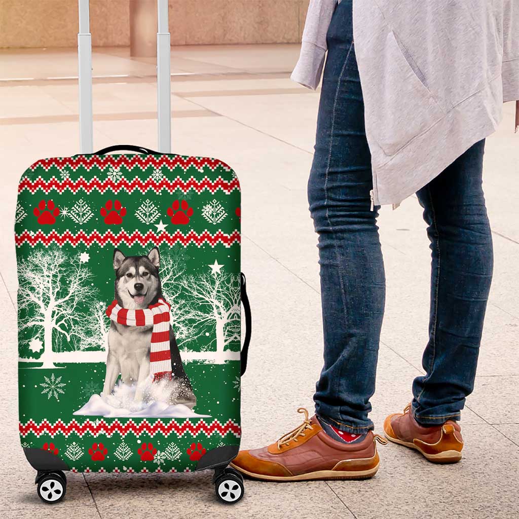 Alaskan Malamute Winter Tree Christmas Luggage Cover Xmas Holiday Patterns - Wonder Print Shop