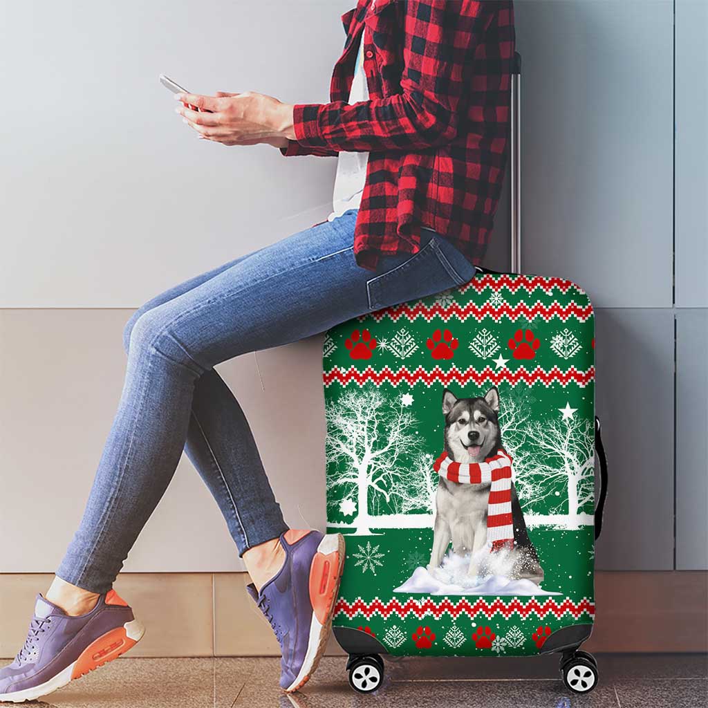 Alaskan Malamute Winter Tree Christmas Luggage Cover Xmas Holiday Patterns - Wonder Print Shop