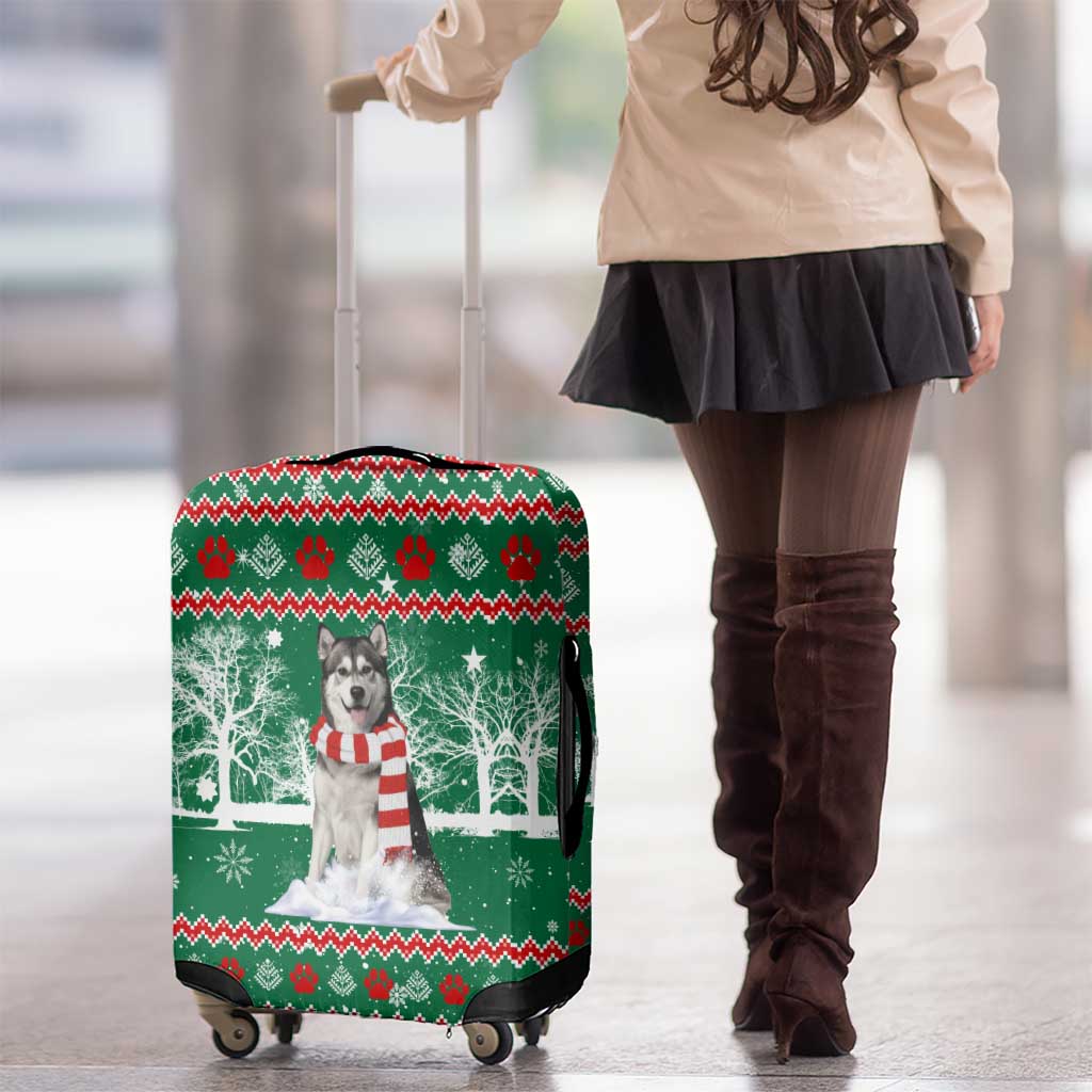 Alaskan Malamute Winter Tree Christmas Luggage Cover Xmas Holiday Patterns - Wonder Print Shop
