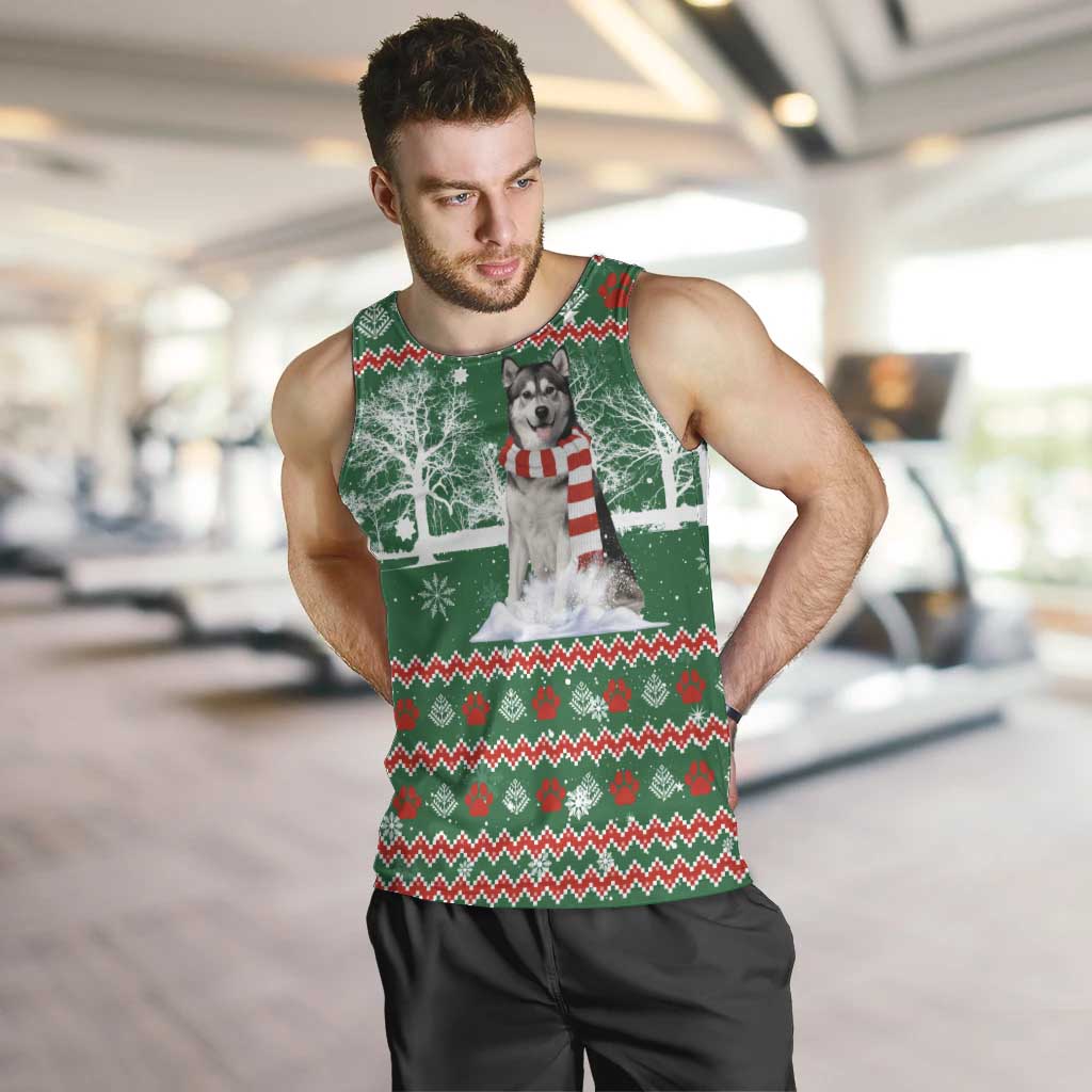 Alaskan Malamute Winter Tree Christmas Men Tank Top Xmas Holiday Patterns - Wonder Print Shop