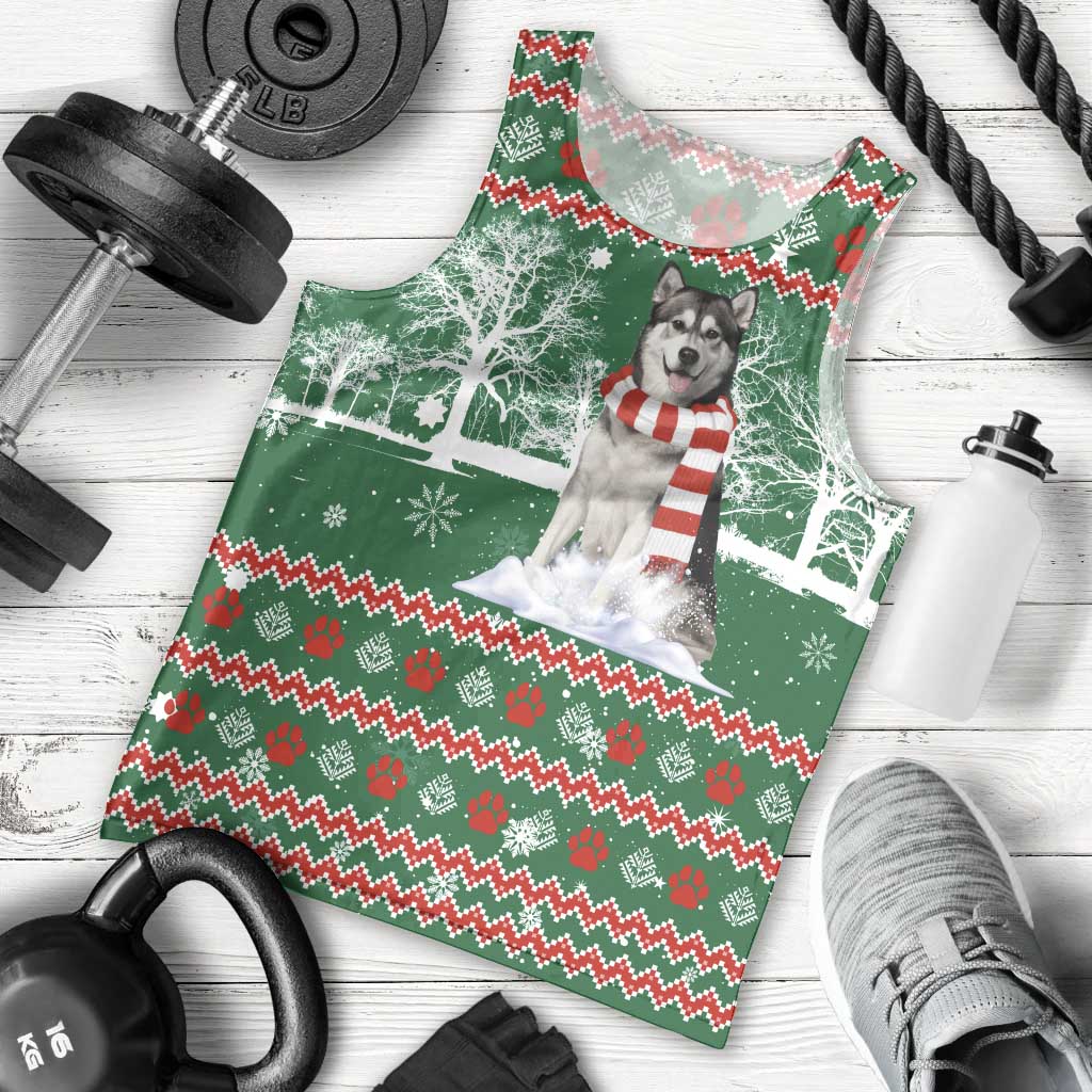 Alaskan Malamute Winter Tree Christmas Men Tank Top Xmas Holiday Patterns - Wonder Print Shop