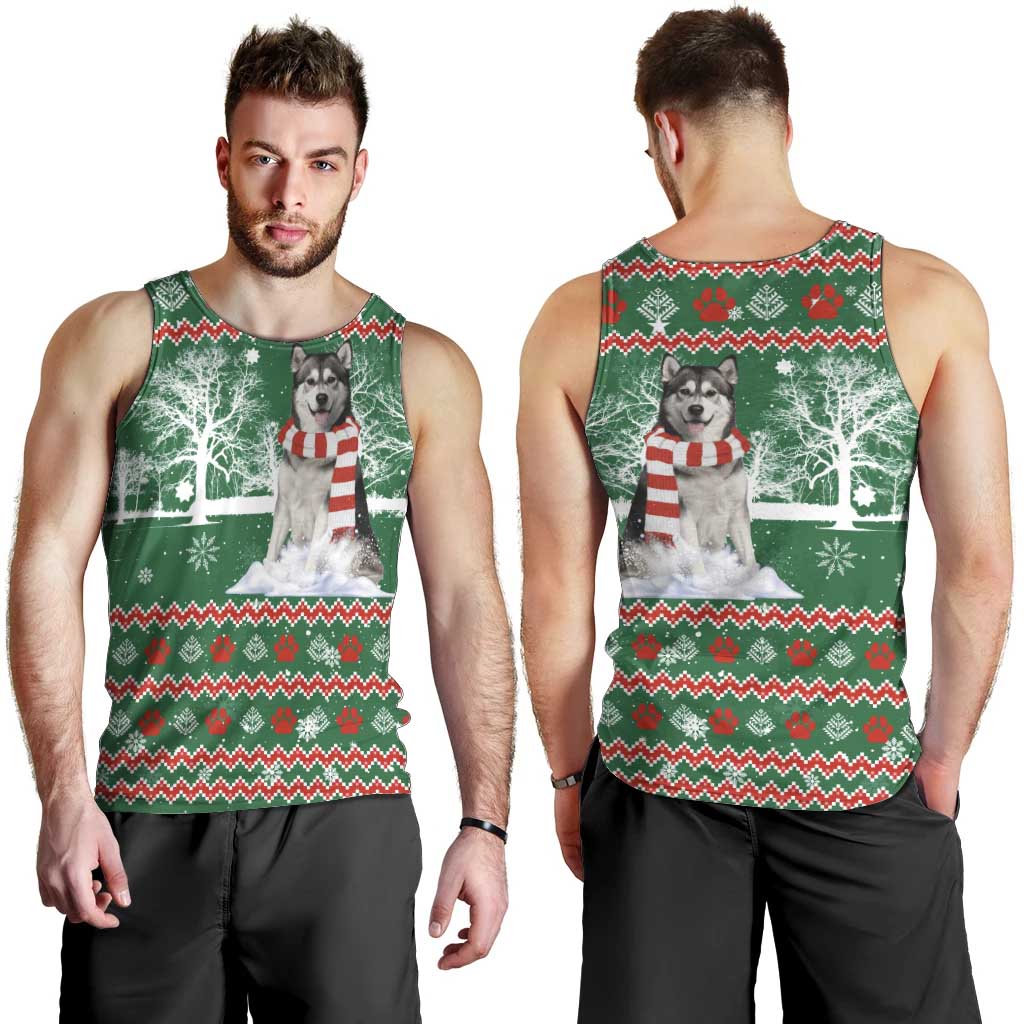 Alaskan Malamute Winter Tree Christmas Men Tank Top Xmas Holiday Patterns - Wonder Print Shop