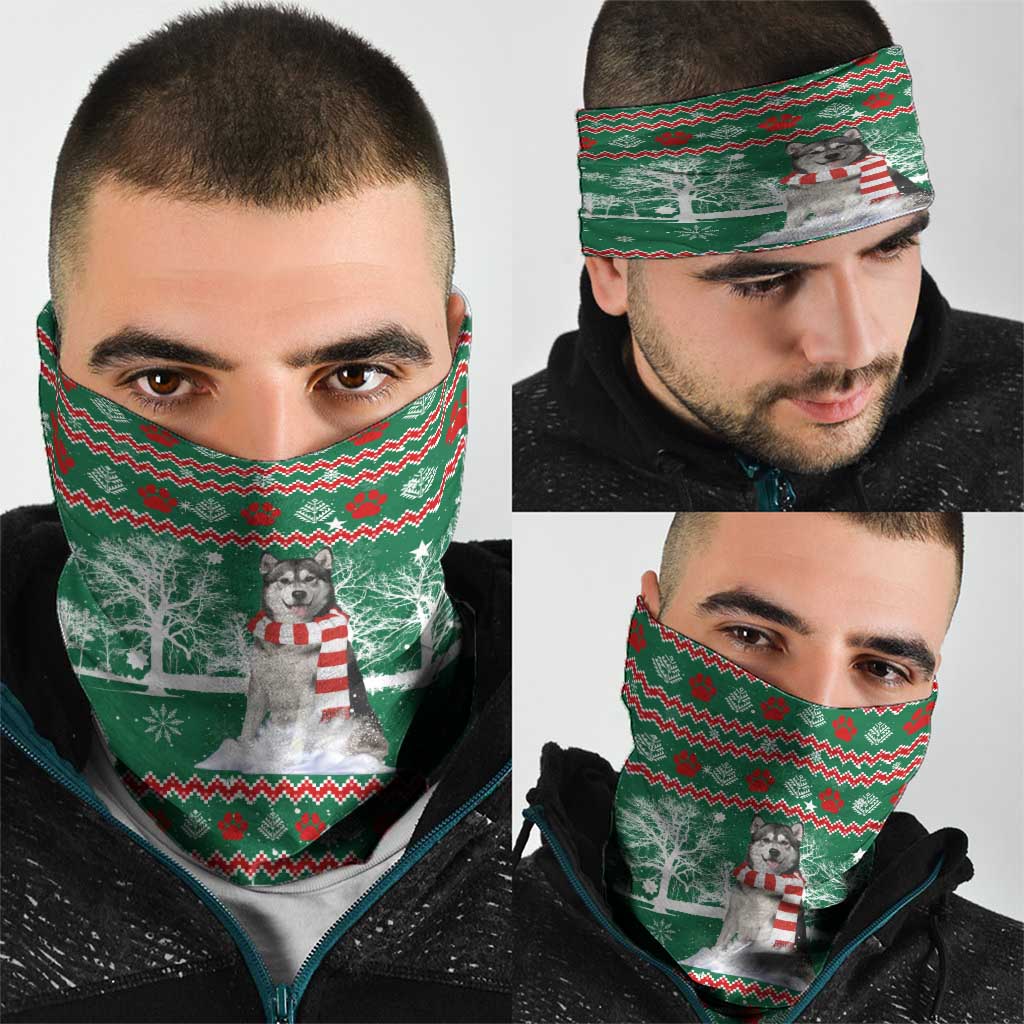 Alaskan Malamute Winter Tree Christmas Neck Gaiter Xmas Holiday Patterns - Wonder Print Shop