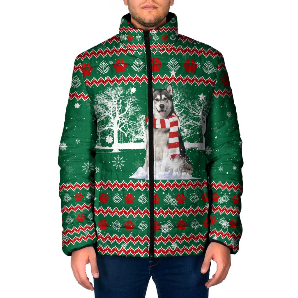 Alaskan Malamute Winter Tree Christmas Padded Jacket Xmas Holiday Patterns - Wonder Print Shop