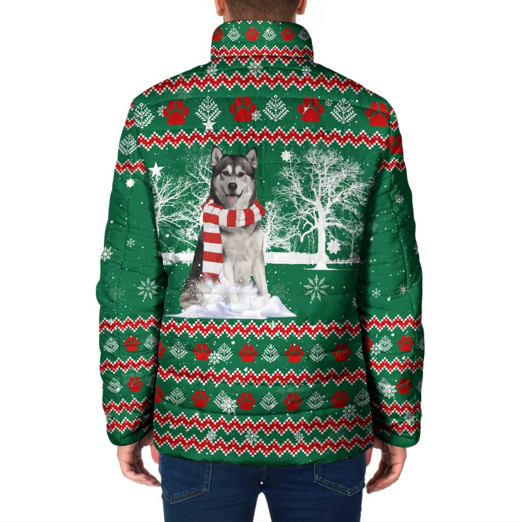 Alaskan Malamute Winter Tree Christmas Padded Jacket Xmas Holiday Patterns - Wonder Print Shop